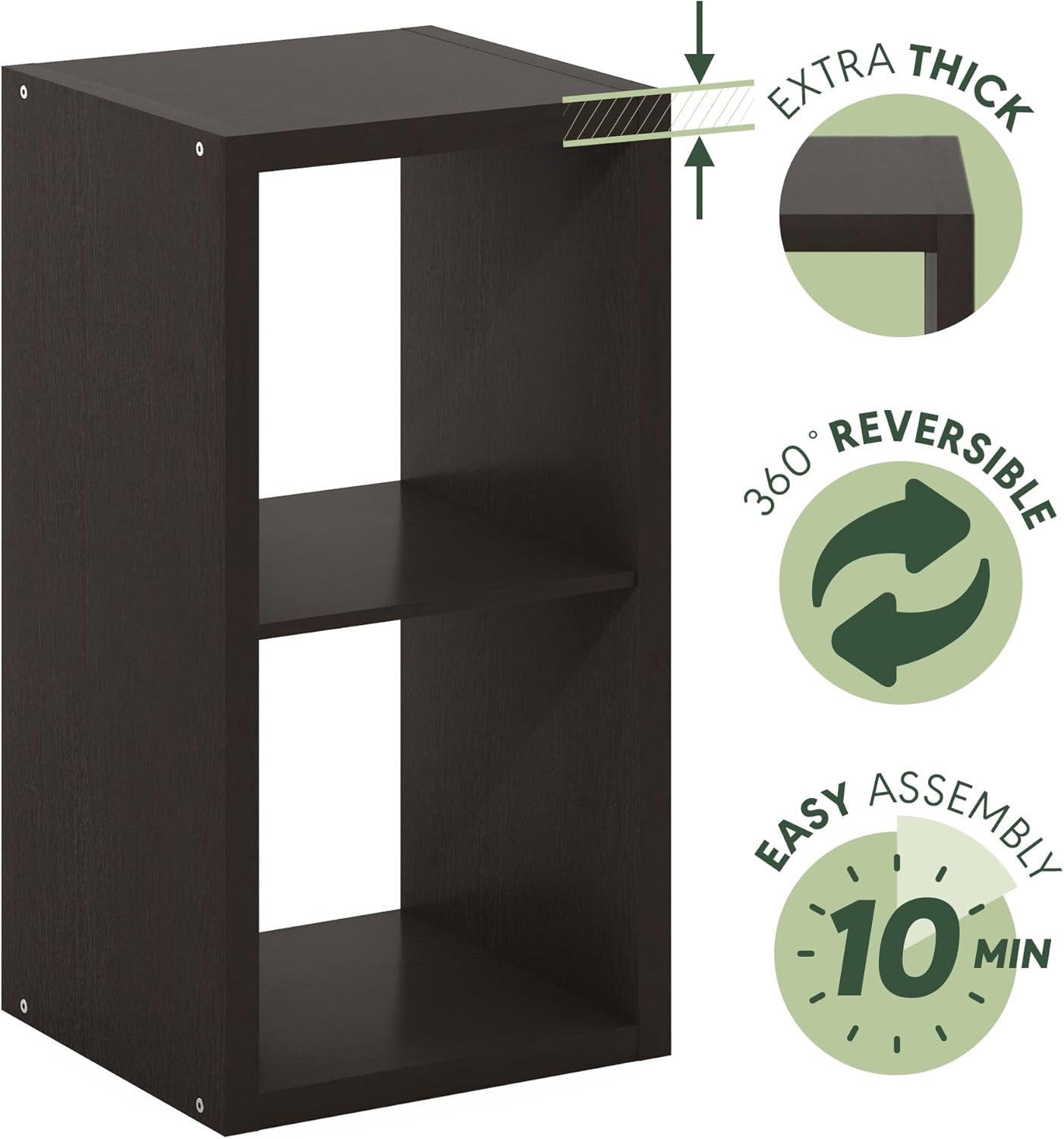 Furinno Cubicle Open Back Decorative Cube Storage Organizer - 2, Dark Oak