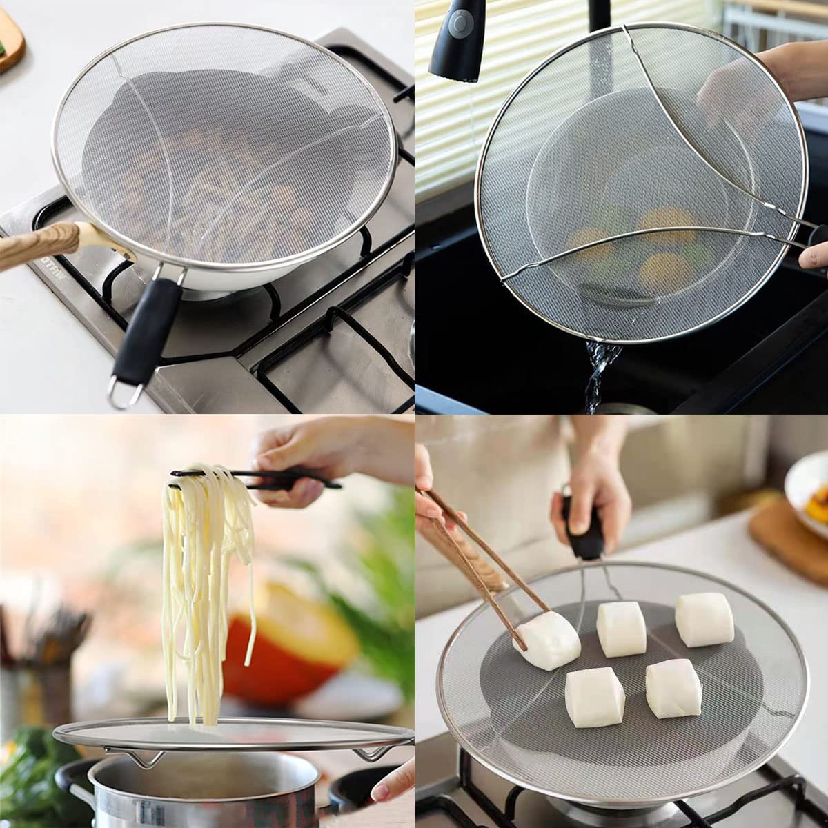 Large Splatter Screen for Frying Pan, 15 Inch Stainless Steel Grease Splatter Guard, Mesh Frying Screen Keeps Kitchen Clean and Protects Skin From Burns