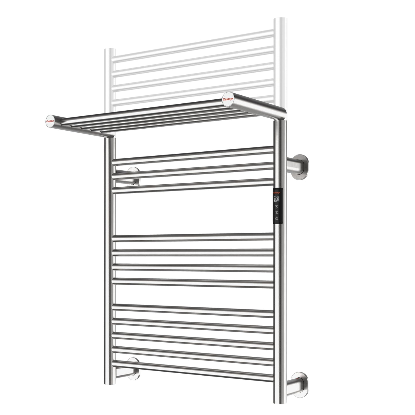Caldayx High-Density Foldable Heated Towel Rack, Smart Dual-Zone App/Voice Control Towel Warmer Rack, GFCI Plug-in/Hardwired, Wall-Mount, Drill-Free Install, Brushed, CA3-900X550-Ultra-S