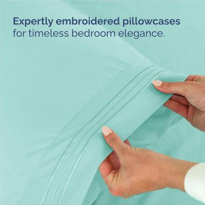 Skiennix Full Size 4-Piece Sheet Set - Comfy, Breathable & Cooling Luxury Bedding - Deep Pockets, Ultra-Soft, Wrinkle-Free - Spa Blue
