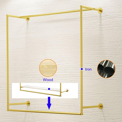 JIANSMZ Wall-Mounted Clothes Drying Rack with Metal Rod & Wooden Shelf Versatile Garment Stand for Retail Display & Home Storage 150x30x100cm Ideal for Exhibition Spaces
