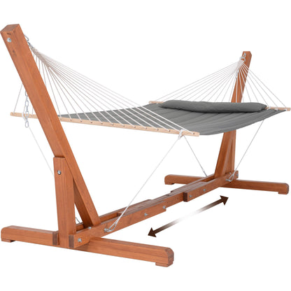 SUNCREAT Hammocks Double Hammock with Adjustable Wooden Stand Included, Outdoor Hammocks for Outside, 475 lbs Capacity, Dark Gray