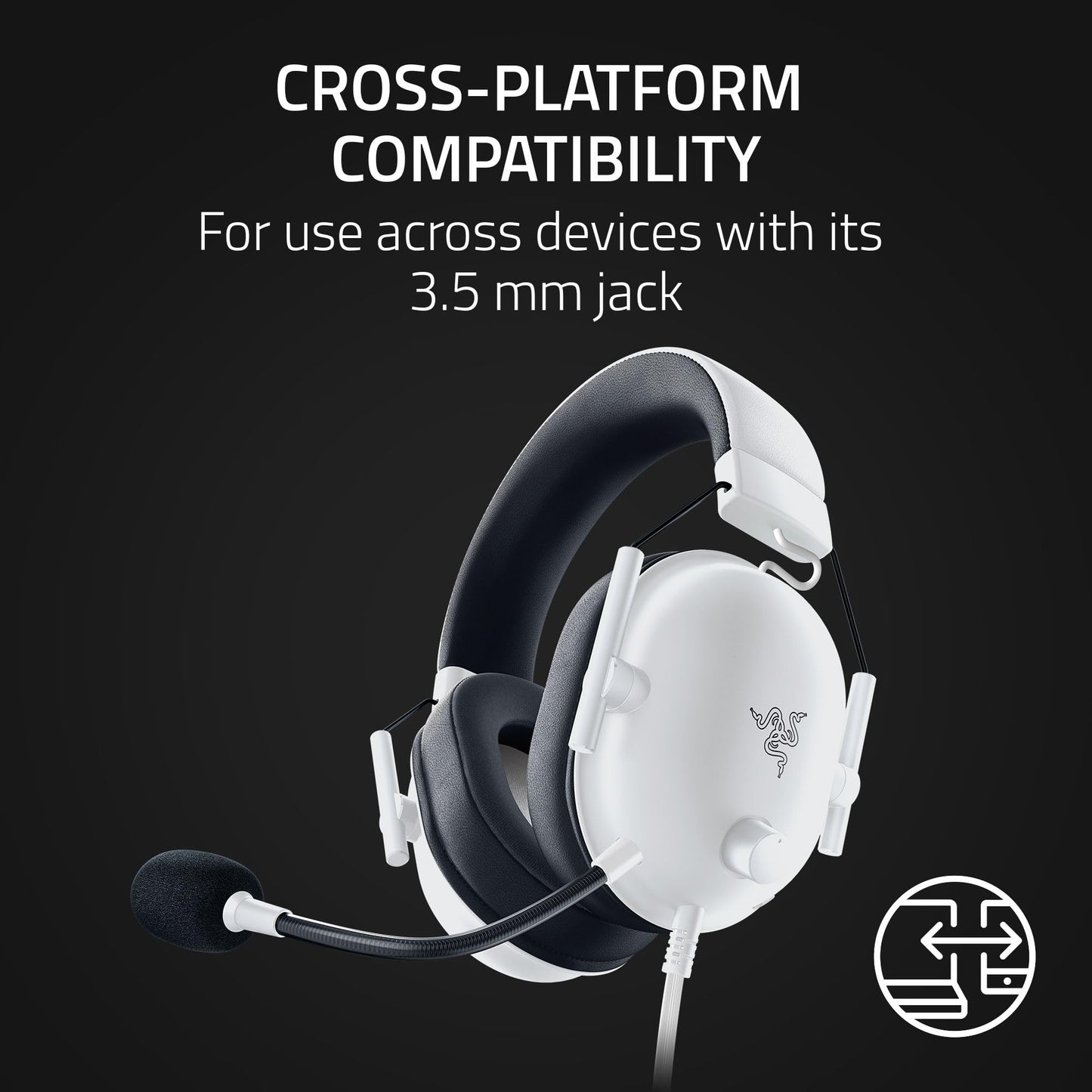 Razer BlackShark V2 X Gaming Headset: Special Edition - 50mm Drivers - Cardioid Mic - Comfortable Noise Isolating Earcups - for PC, Mac, PS5, Xbox One, Nintendo Switch via 3.5mm Audio Jack - White