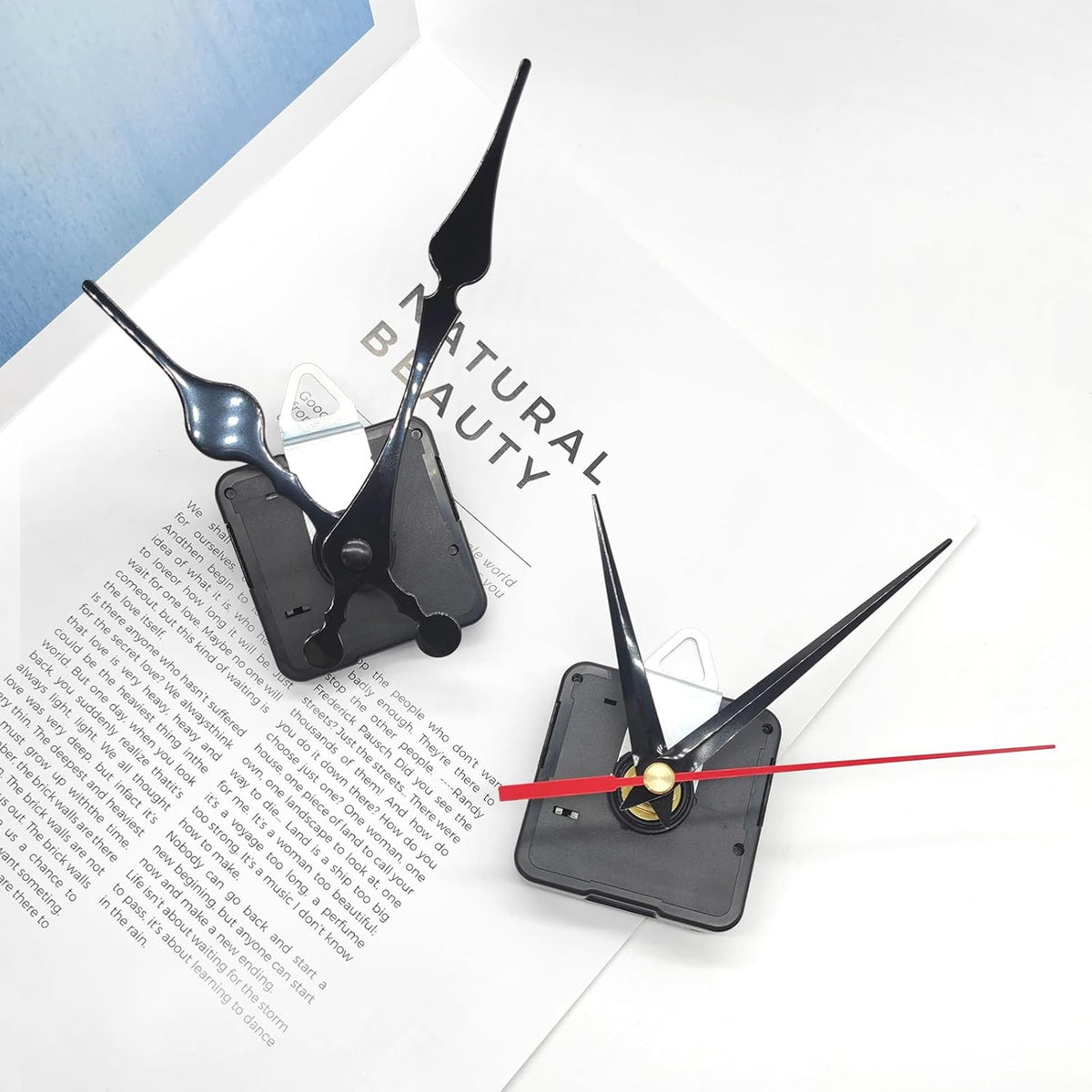 2pcs Silent Quartz Clock Movement, Long and Short Shaft with 5 Sets Hands for DIY Wall Clock