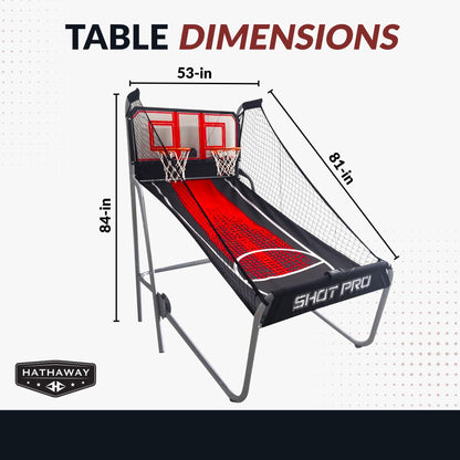 Hathaway Shot Pro Deluxe 81-In Dual Basketball Arcade Game for Home Game Room - With LED Electronic Scoring, Foldable Indoor Design, Heavy-Duty Steel Frame, 8 Game Modes, Pump & Hoops - Black Finish