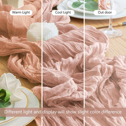 Wokceer Dusty Pink Cheesecloth Table Runner - 10FT Boho Gauze for Easter & Bridal Shower Decor | 120 Inches Long