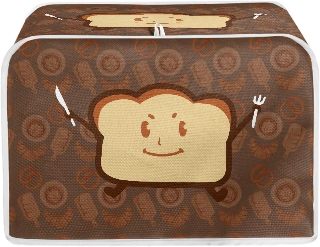 Cartoon Toast Toaster Cover, Pink Kitchen Broiler Organizer Bag with Top Handle, Water Proof, Dust & Fingerprint