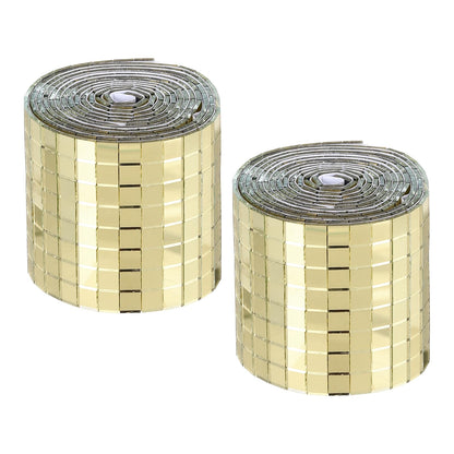MECCANIXITY Self Adhesive Glass Mirror Mosaic Tiles 3200 Pcs 5 x 5 mm Disco Tiles for Craft Decoration Glass Mirror Disco Ball Gold 2 Pcs
