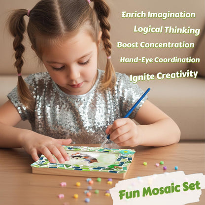 A&H Zier Decorate Your Own Mosaic Picture Frame Kit - 3 Pack DIY Arts & Crafts for Kids Ages 8-12, Valentines Day Gifts for Girls, 5x7 & 4x6 Photo Frames for Adults & Family