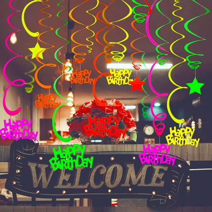 Sumind Neon Party Supplies, Glow in the Dark Balloons and Streamers for Adult Party Decorations