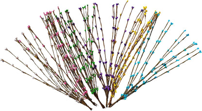 60 Pcs Easter Garland Parts Artificial Floral Picks Berry Stems Spring Pip Berry Sprays Pastel Picks Stems for Easter