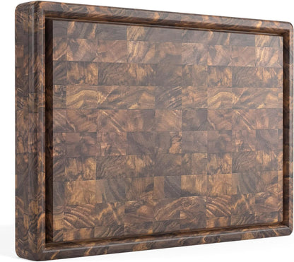 Virginia Boys Kitchens - Made in USA - Walnut Wood Cutting Boards (20"x16" End Grain with Feet and Juice Groove)