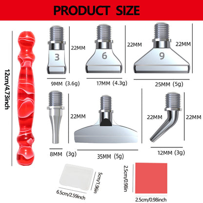 LIBIFUN 14pcs Metal Screw Thread Tips Diamond Painting Art Pen Accessories and Tools kit, a Diamond Resin Pen, 6 painting wax, 6 Metal Stainless Steel Tips, Supplies for DIY Craft, Comfort Grip (Red)