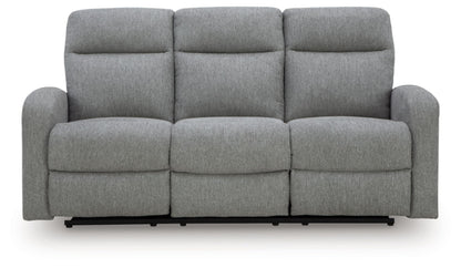 Signature Design by Ashley Carrigan Lane Classic Manual Pull Tab Dual Sided Reclining Sofa with Position Lock, Gray