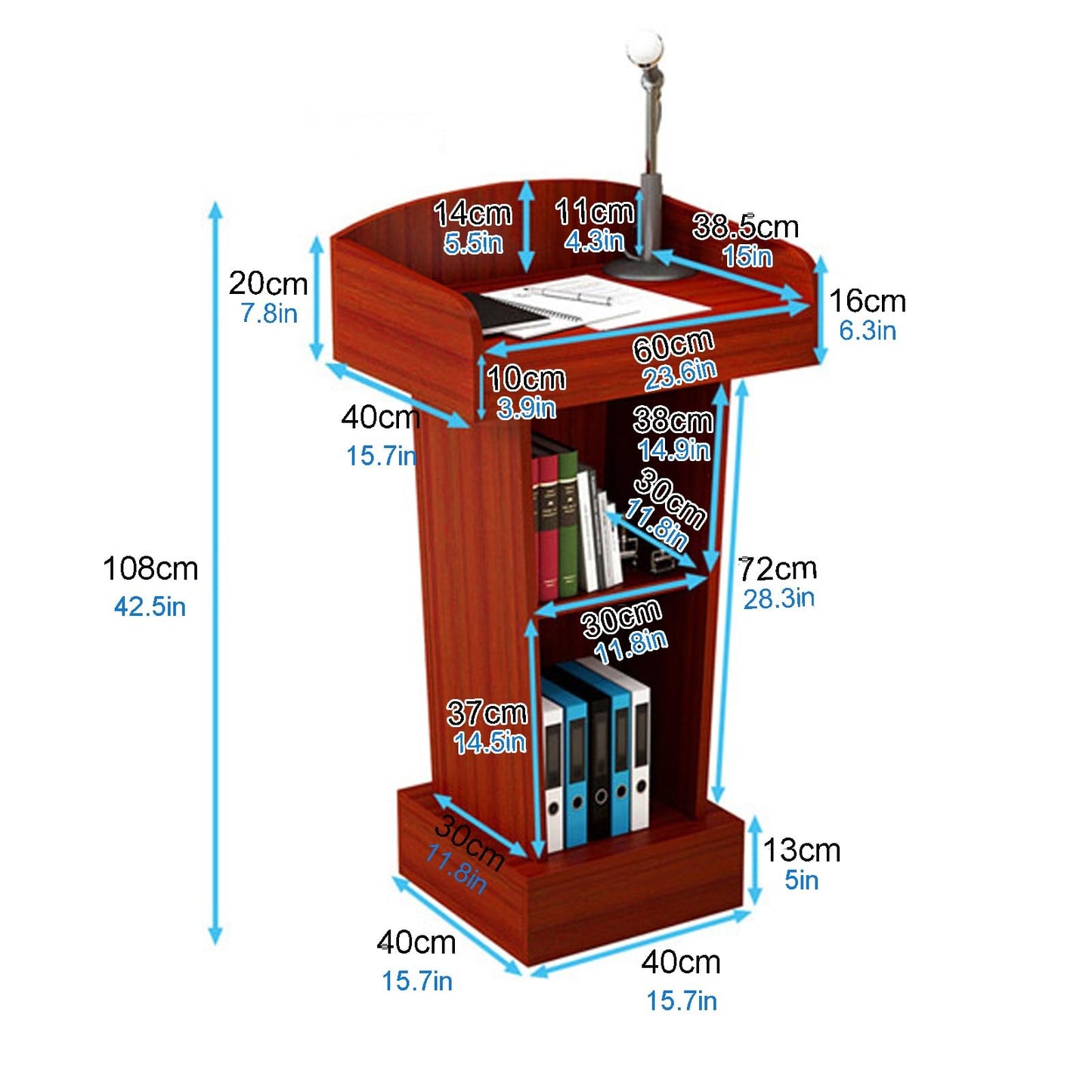 UWYTGF Lectern Podium Stand, Wooden Church Pulpit Reception Desk, Floor Standing Podiums, for Conference Church Pulpit School Presentation Stand,Black B