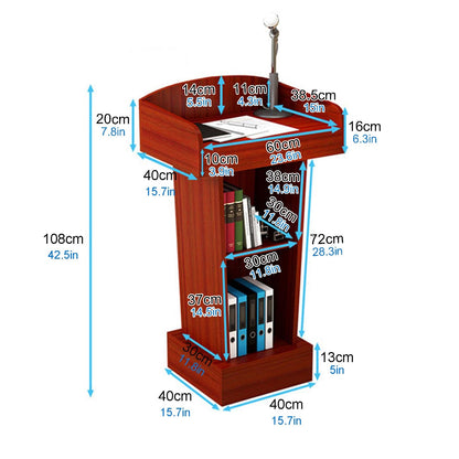 UWYTGF Lectern Podium Stand, Wooden Church Pulpit Reception Desk, Floor Standing Podiums, for Conference Church Pulpit School Presentation Stand,Black B
