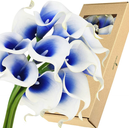 FiveSeasonStuff Real Touch Calla Lily Artificial Flowers - Wedding Bridal Bouquet with 15 Calla Lilies (Silk White &