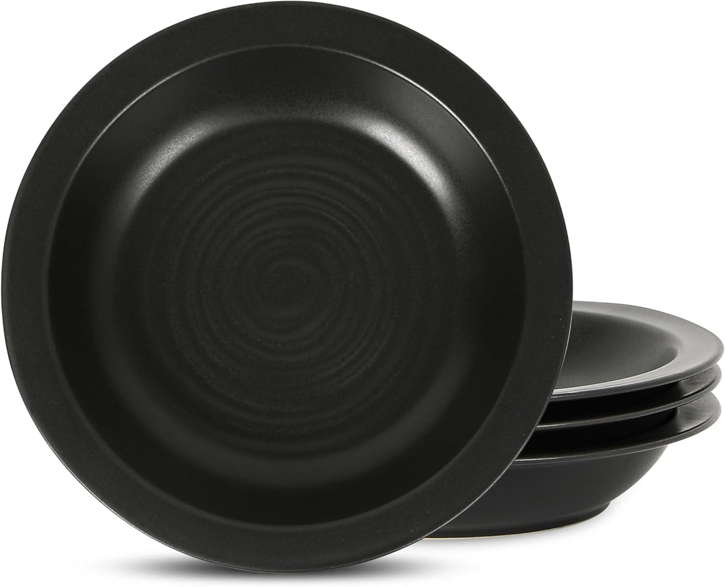 4-Piece Set Stone Lain Orbit Pasta Bowl Stoneware, Charcoal