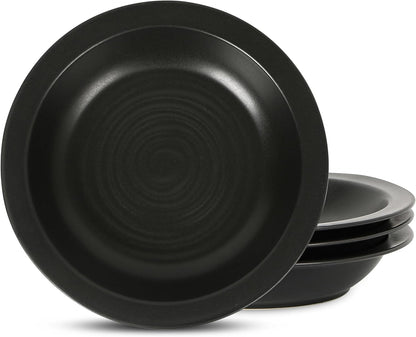4-Piece Set Stone Lain Orbit Pasta Bowl Stoneware, Charcoal