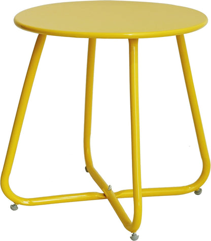 17.5 Elevon E-Coated Steel Side Table Weather Resistant Outdoor Round End Table Accent Table for Bistro Balcony