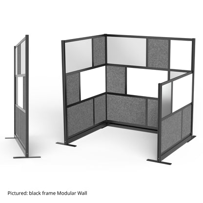 Stand Up Desk Store Expanse Modular Wall | 70'' x 48'' Wall | Expandable Partition Room Divider with Rearrangeable Frosted Acrylic & Sound Absorbent Wide Panels (Silver Frame)