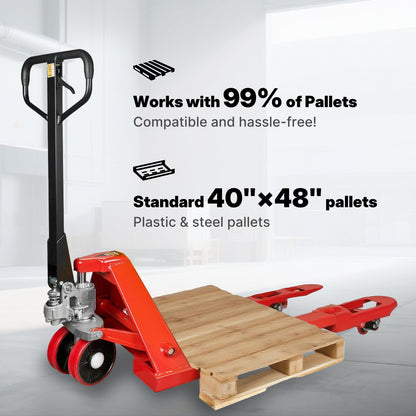 NORTHSKY Manual Pallet Jack – Standard Duty Manual Forklift, 5500 lbs Capacity, 48" L x 27" W Forks, Durable PU Wheels, Warehouse & Factory Use