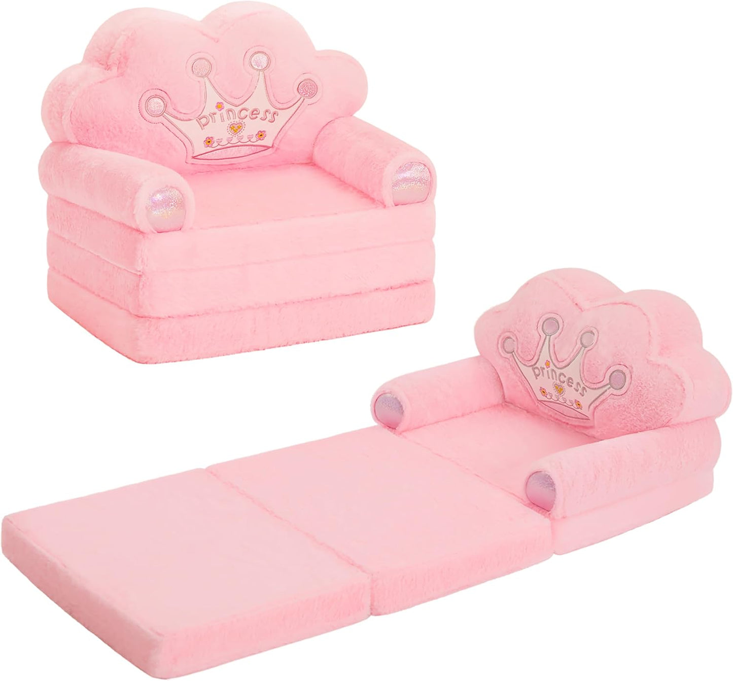 18 MOONBEEKI Toddler Chair ComfyFoldable Princess Couch for Girl, Toddler Recliners for Kids Over Months, Kids