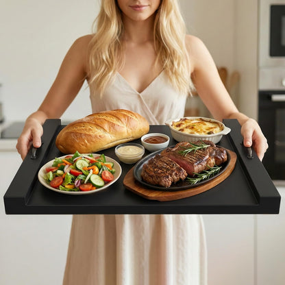 DUMOS Noodle Board Stove Cover with Handles, Wooden Stove Top Cover for Gas Electric Glass Stove, 22 x 29.5 inch(Black)