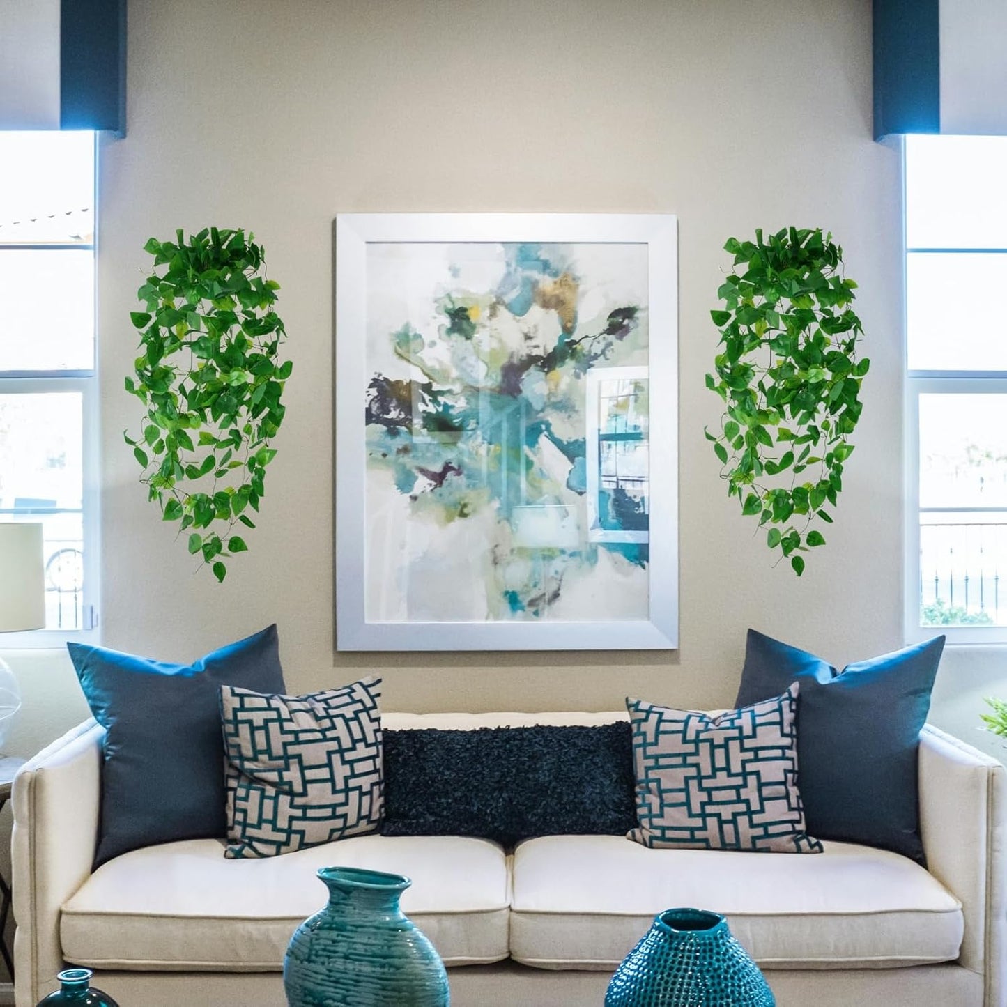 Freyalife Fake Hanging Plants for Room Decor, Artificial Ivy vines Greenery Leaves Garlands for Home Aesthetic living