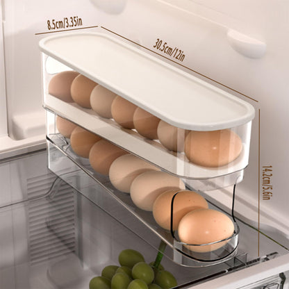 WACOI Auto Rolling Fridge Egg Organizer, Space Saving Eggs Dispenser for Refrigerator Storager, Home Egg Holder, 1 pack