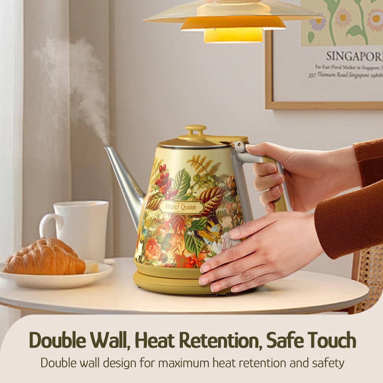 1 34 304 800W Hazel Quinn Retro X Eduardo Recife Collaboration Electric Kettle- Litres / Ounces Retro Small Tea Kettle