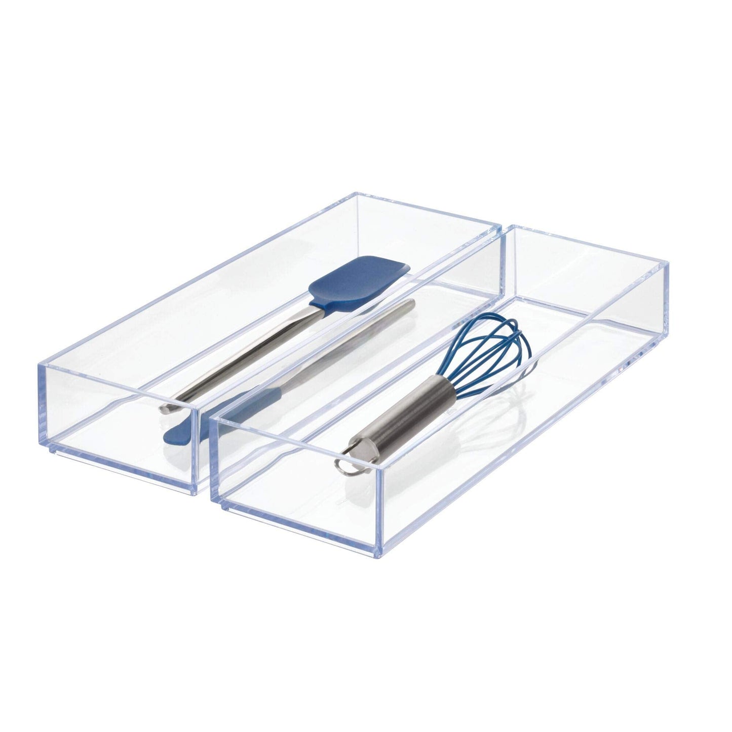 iDesign Clarity Drawer, Kitchen and Bathroom Organization Silverware, Spatulas, Gadgets, Large-Set of 2