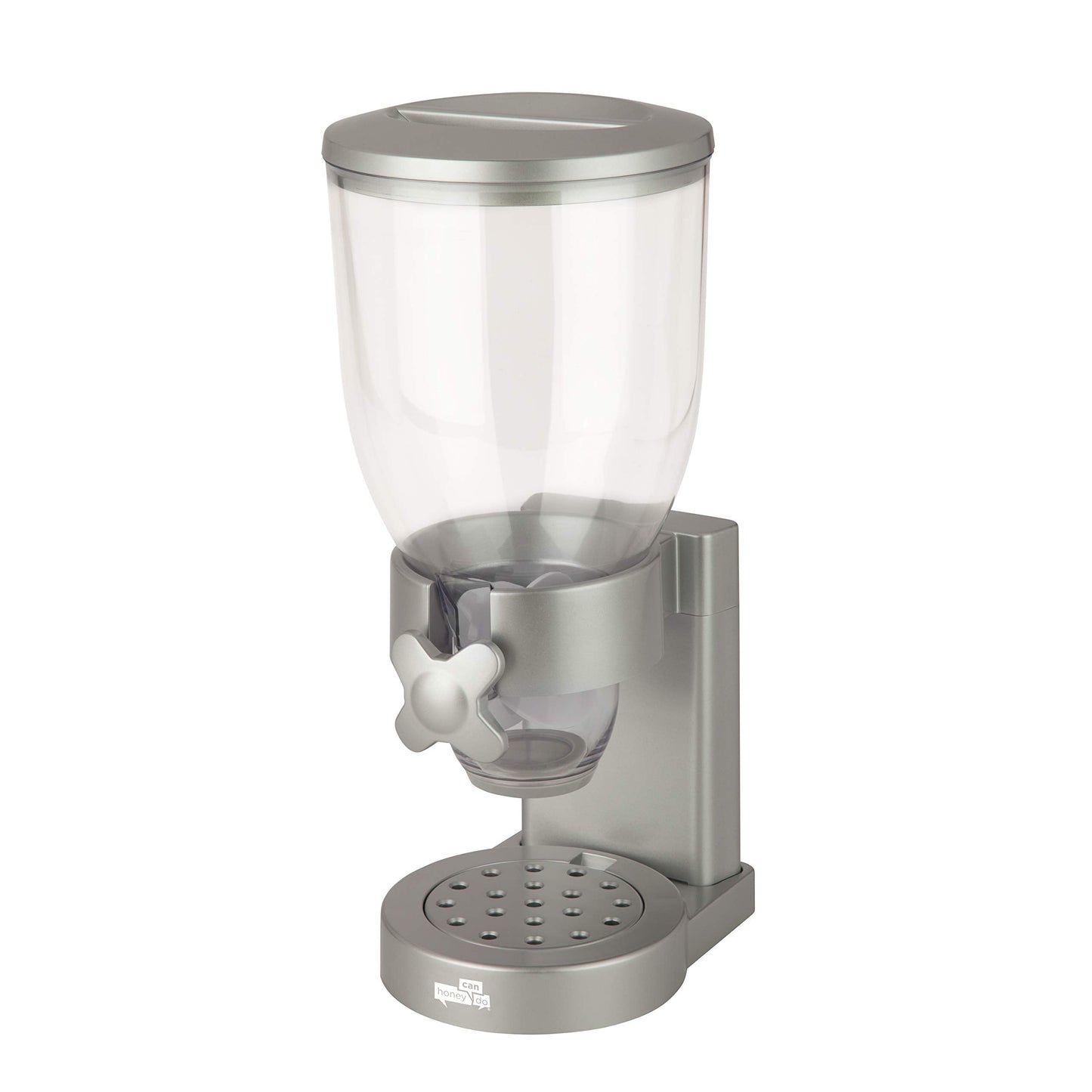 Honey-Can-Do Zevro Indispensable Single Dry Food Dispenser – Countertop Cereal Dispenser with Portion Control, 17.5 oz Capacity, Airtight BPA-Free Food Storage, Silver