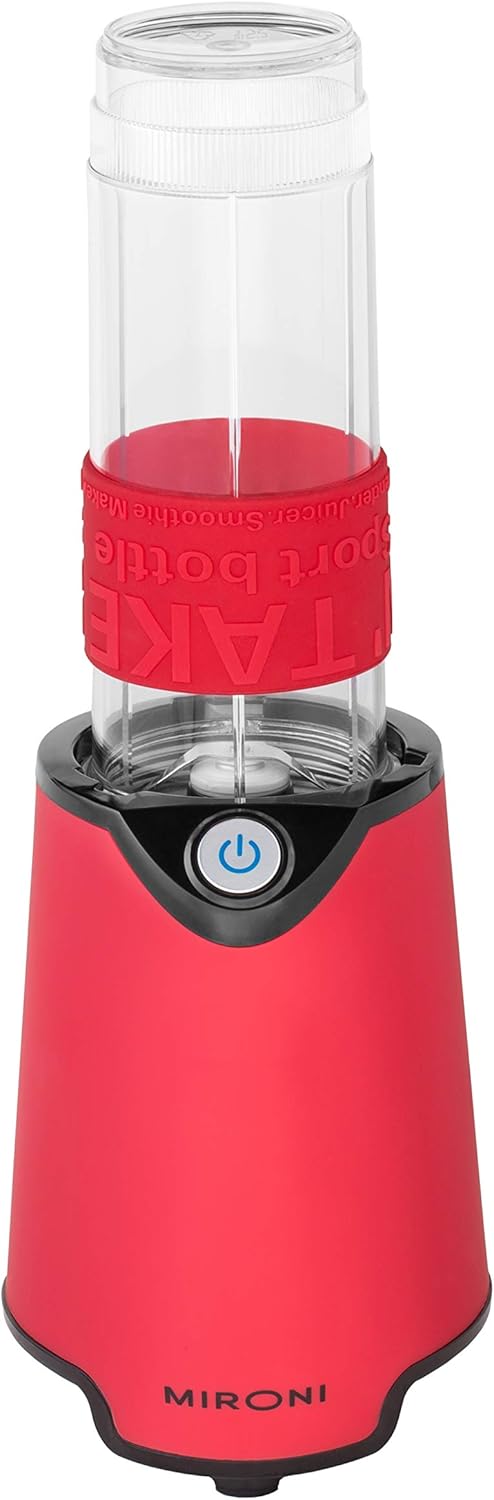 Personal 500-Watt Mini Blender and Smoothie Maker - Includes Grinder Cup, 2 Blender Bottles and Recipe Booklet, Red