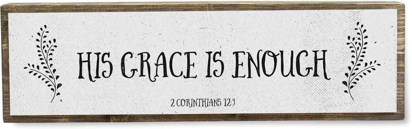 Christian Wall Art - His Grace Is Enough - Beautiful Bible Verse Modern Farmhouse Wall Décor Sign