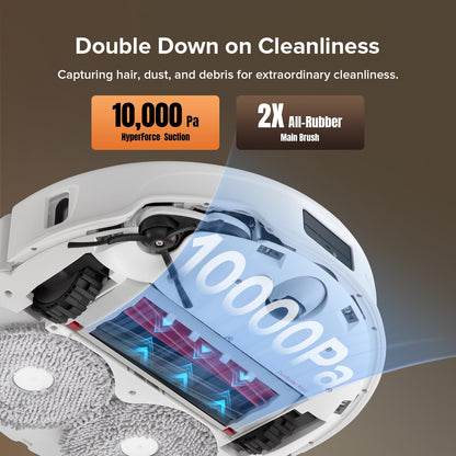 roborock Qrevo Master Robot Vacuum and Mop Combo, 10,000Pa Suction, FlexiArm Design Side Brush & Mop, Auto Mop Washing & Drying, Self-Emptying&Refilling, Dock Self-Cleaning, Obstacle Avoidance, White