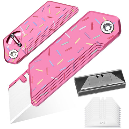 EDC Utility Knife, Mini Pocket Knife for Women Lightweight, Keychain Box Cutter Fidget Knives, Quick Change Retractable,With 10Pcs Blades Replacement