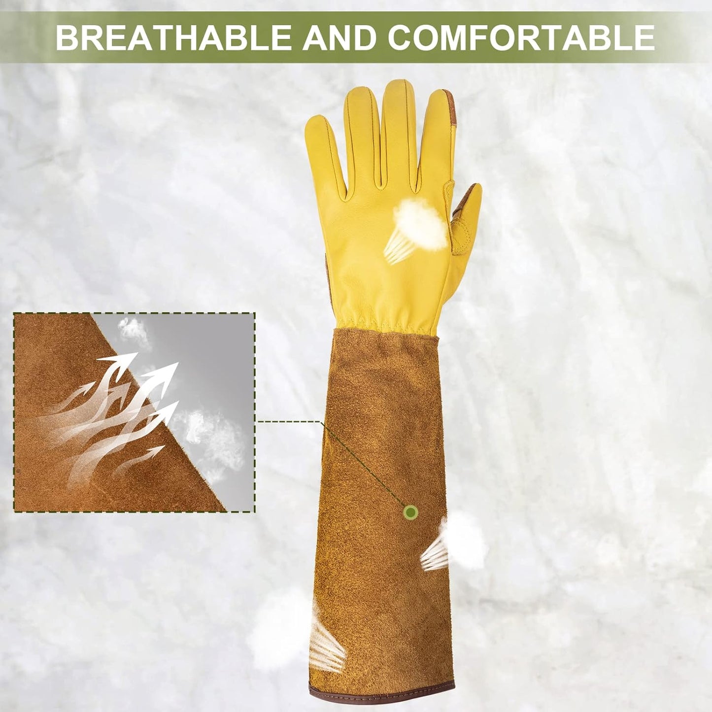 Women's Gardening Weeding Gloves - Leather Thorn Proof Garden Glove for Digging, Planting, and Pruning