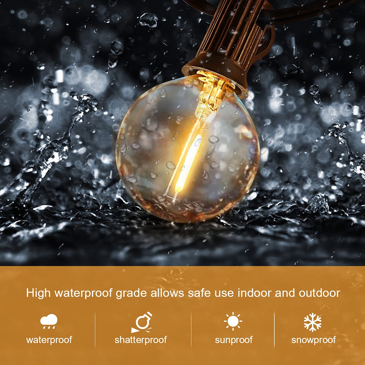 HISTAR Led String Lights Outdoor 30ft Patio Lights Waterproof with 27 G40 Shatterproof Bulbs, Connectable Globe String Lights for Outside, Backyard Balcony Bistro Party Cafe Lights