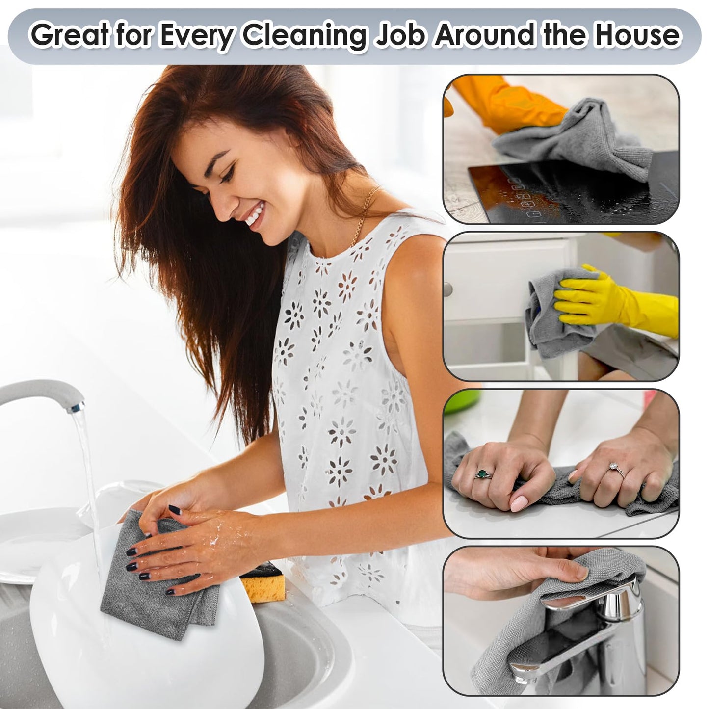 85 Pack Reusable Tear Away Microfiber Cleaning Cloth Roll, 10" x 10" Value Pack Kitchen Towels Washable Cleaning Rag Towels Multi-Purpose Microfiber Dish Cloths for Auto, House, Garage, Kitchen