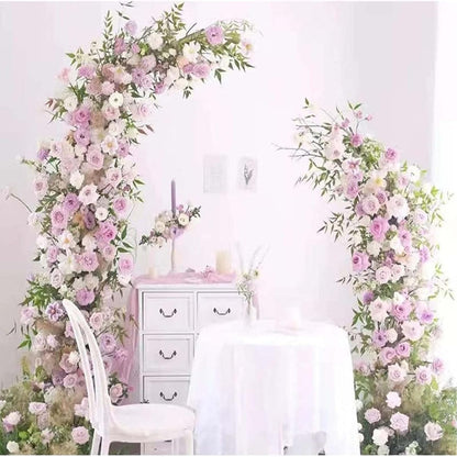 Black Iron Crescent Moon Wedding Arch Stand Set for Weddings and Events Easy Assembly 2 Pieces (Gold)