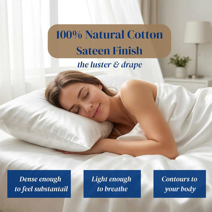 Beckham Hotel Collection King Size Sheet Set - 100% Cotton Sateen, Silky Smooth, 4-Piece, White