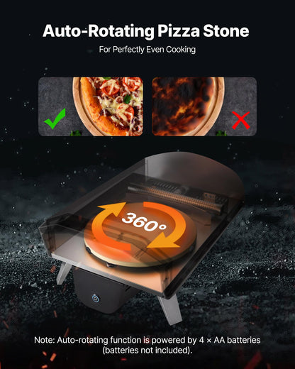 VEVOR Dual Fuel Outdoor Pizza Oven, 12" Auto-Rotating Propane & Wood Pellet Pizza Ovens, Multi-Fuel Pizza Maker with Electric Rotation System & Thermometer, for Outside Patio Camping & Backyard