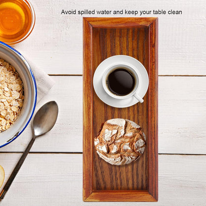Wooden Serving Tray, Rectangle Wooden Tea Tray for Fruit, Snack, Candy, Coffee Table Organizer