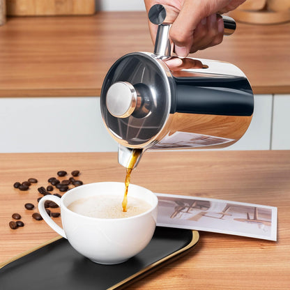 FrutPunch French Press Coffee Maker with Scale, 304 Stainless Steel French Press, 17OZ, Double-Wall Insulated, Food Grade, Suitable for Kitchen and Travel Camping