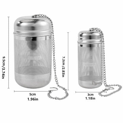 2 Pack Tea Strainers with chain for Loose Tea Sets,Universal Extra Fine Mesh Tea Infuser, 316Stainless Steel & Updated Slim Threaded Lid,Suitable for soaking tea,99% of cup，2 Size