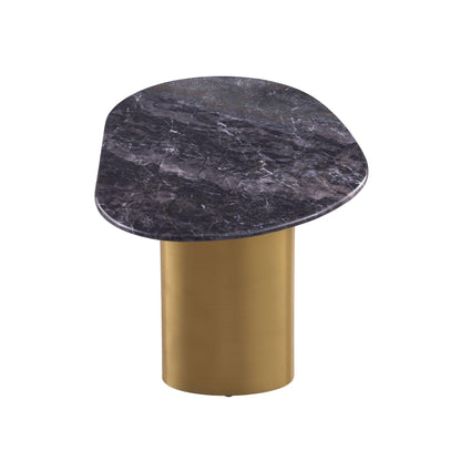 Furniture of America Gavora Modern 32-inch Grey and White Sintered Stone Top End Table with Gold Dual Pedestal Legs for Small Space, Living Room, Home Office, Multi-Color