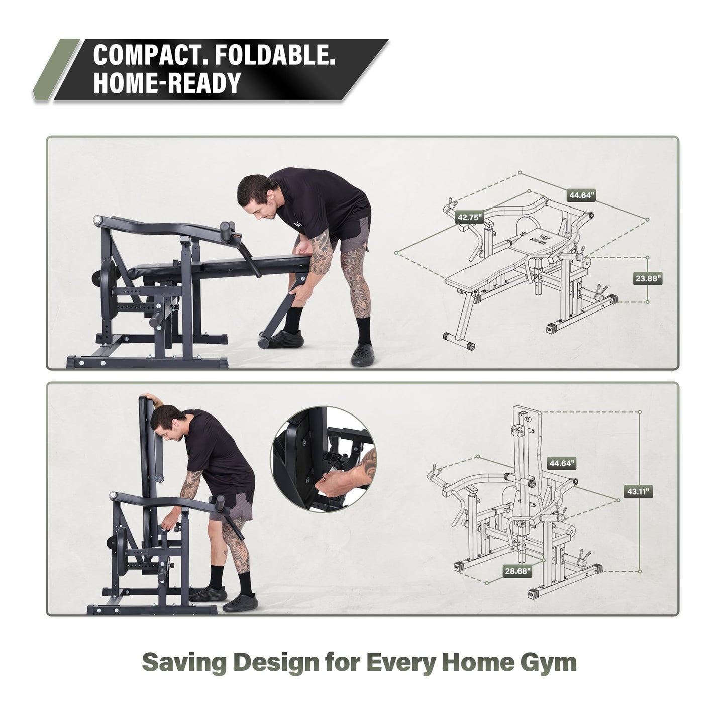 Major Fitness P1 Bench Press Machine with Independent Arms – Adjustable Flat & Incline Bench Press for Chest & AB Workouts – Perfect Home Gym Equipment (Black Rack + 230LB Color Plates)