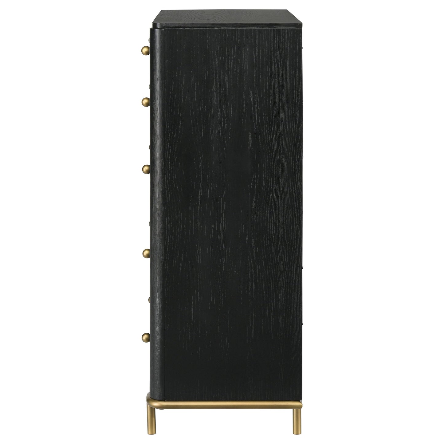 Coaster Home Furnishings - Arini - Wood - 5-Drawer Chest with Rounded Corners, Gold Knobs, Hidden Drawer and Wire-Brushed Finish - Coastal - Bedroom - Black - 224335