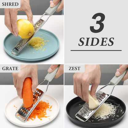 Cambom Cheese Grater Citrus Zester Lemon Zester Pack of 3-304 Stainless Steel - A Sharp Tool for Parmesan Cheese, Ginger, Garlic, Nutmeg, Chocolate, Vegetables，Fruits，Dishwasher Safe Clear